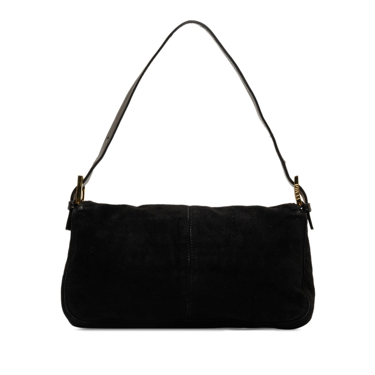 Pre-Owned Authenticated Fendi Baguette Suede Leather Black Shoulder Bag Unisex (Good)