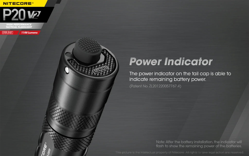 Combo: Nitecore   Tactical  Flashlight -  -  - 1100 Lumens w/ Battery +Free Eco-Sensa  Cord