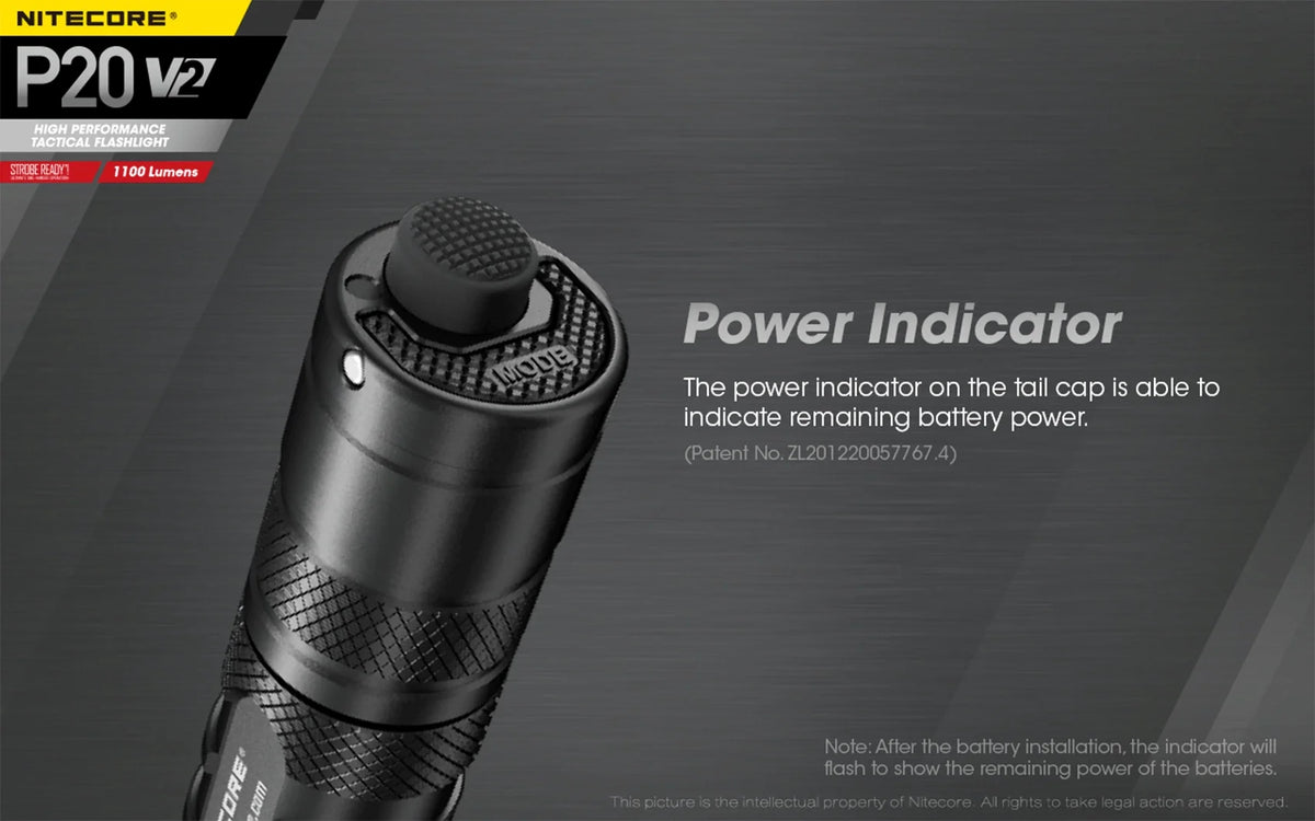 Combo: Nitecore   Tactical  Flashlight -  -  - 1100 Lumens w/ Battery +Free Eco-Sensa  Cord
